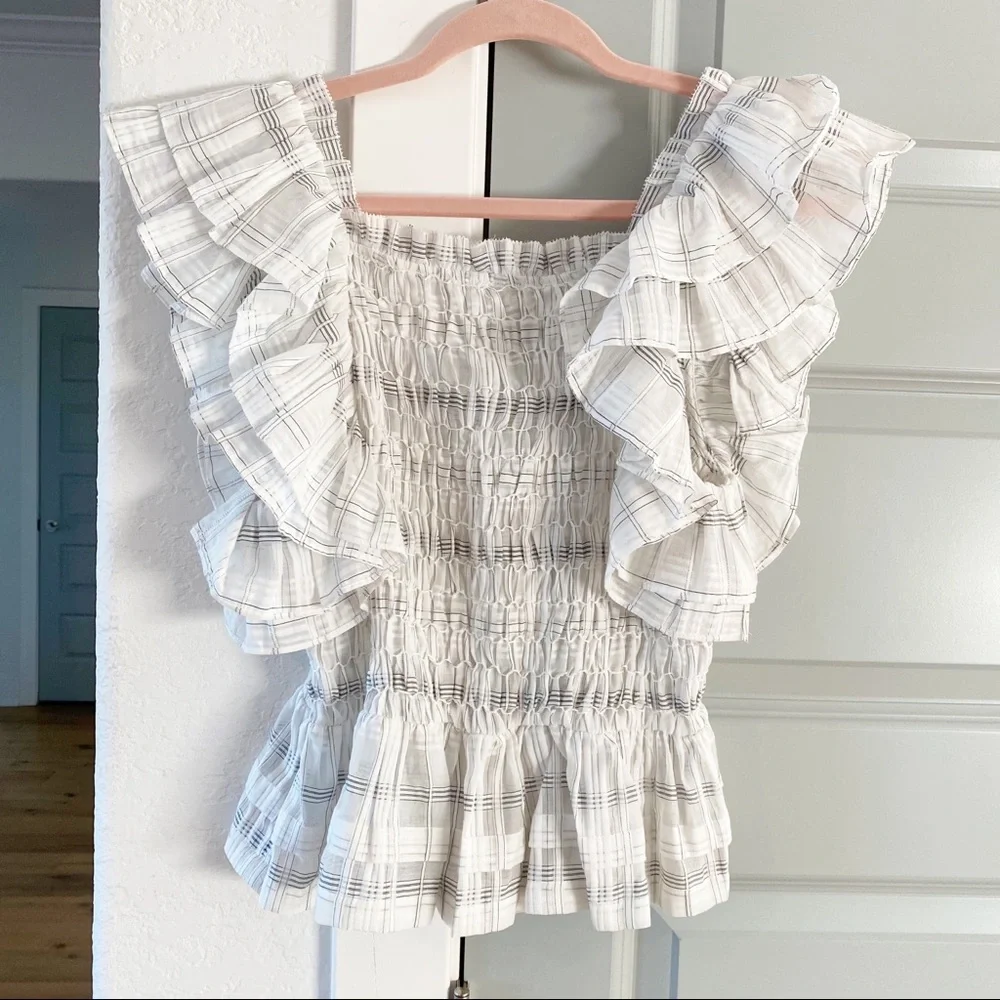 Ulla Johnson NWT Camille Ruffle Bow Tank Blouse - Picture 4 of 7